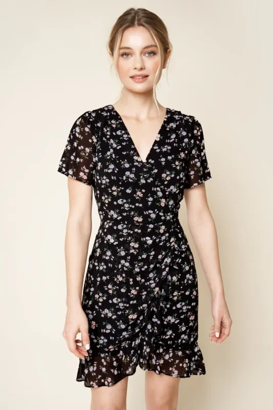 Lavina Floral Mini Wrap Dress sold by Sugarlips