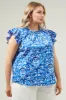 Lulu Floral Veda Cap Sleeve Top Curve sold by Sugarlips