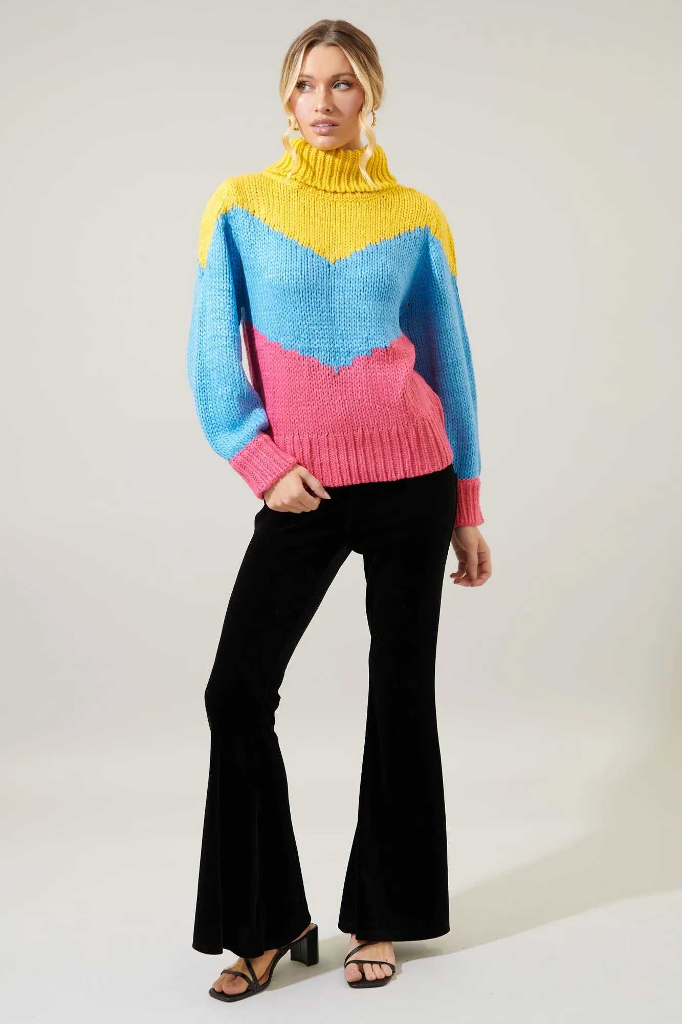 Ashbury Chunky Color Block Turtleneck Sweater sold by Sugarlips product image thumbnail 5