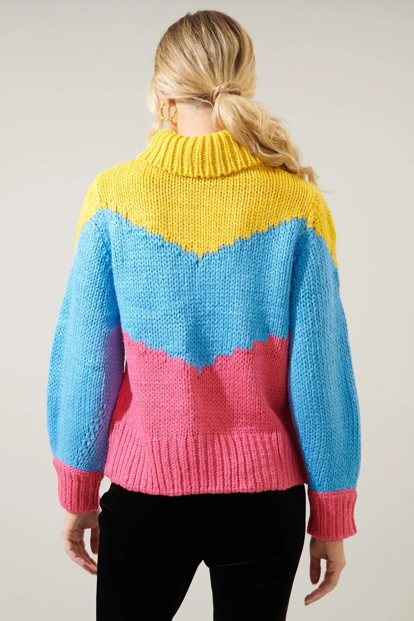 Ashbury Chunky Color Block Turtleneck Sweater sold by Sugarlips product image thumbnail 2