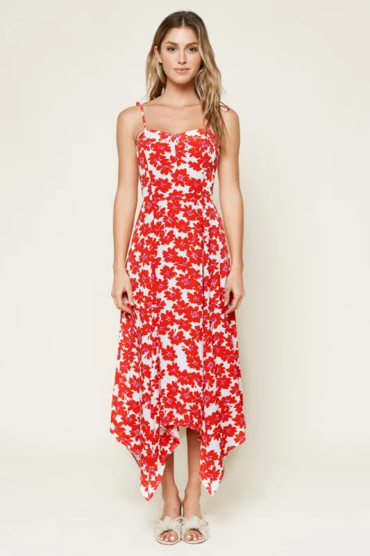 Rhiannon Bustier Floral Print Midi Dress sold by Sugarlips
