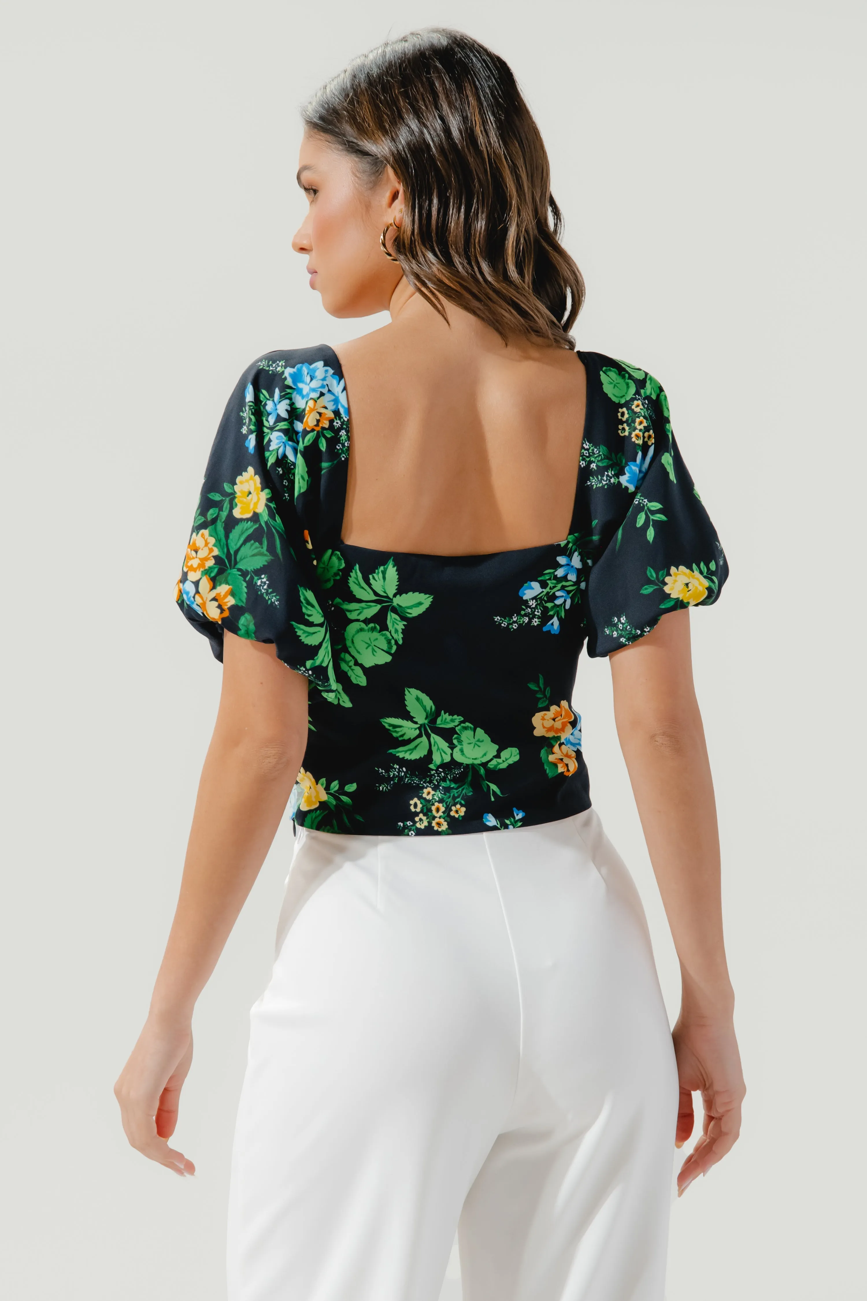 Delphine Floral Puff Sleeve Crop Top sold by Sugarlips product image thumbnail 3