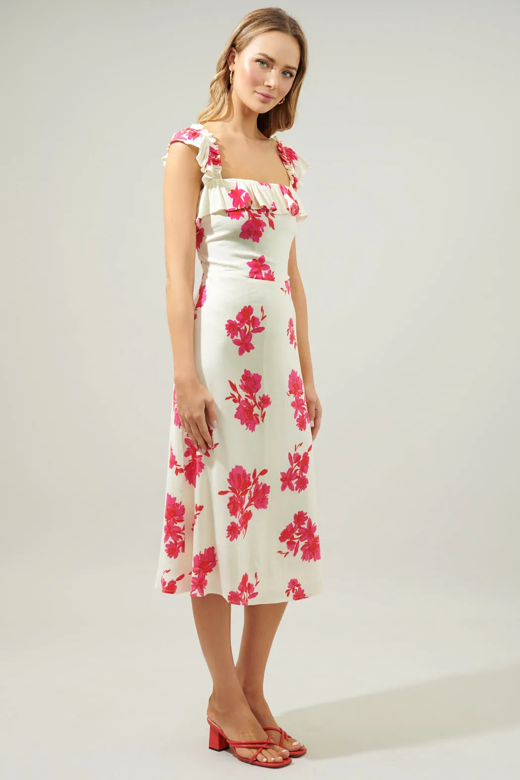 Nohea Floral Ruffle Trim Milo Midi Dress sold by Sugarlips product image thumbnail 3