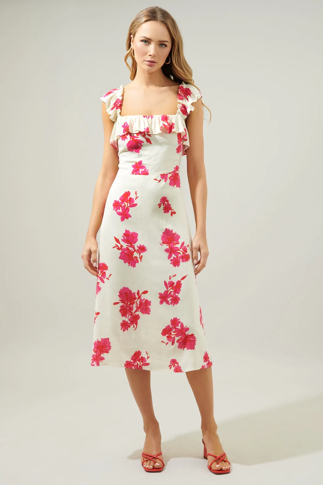 Nohea Floral Ruffle Trim Milo Midi Dress sold by Sugarlips product image thumbnail 4