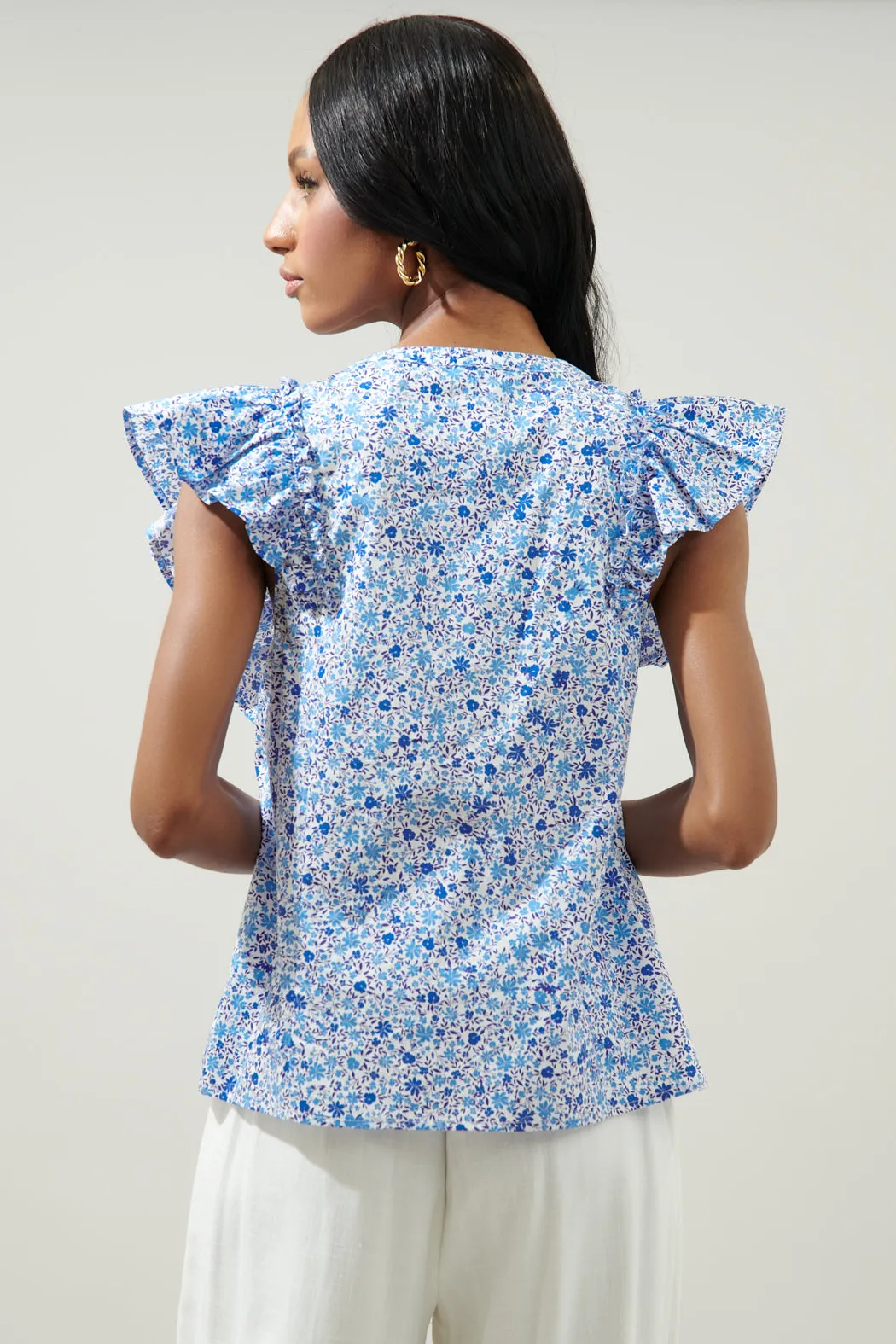 Carmine Floral Vance Button Front Blouse sold by Sugarlips product image thumbnail 2