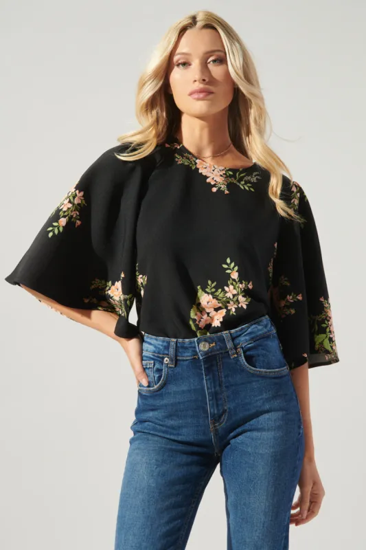Jasleen Floral Lital Flutter Sleeve Top sold by Sugarlips