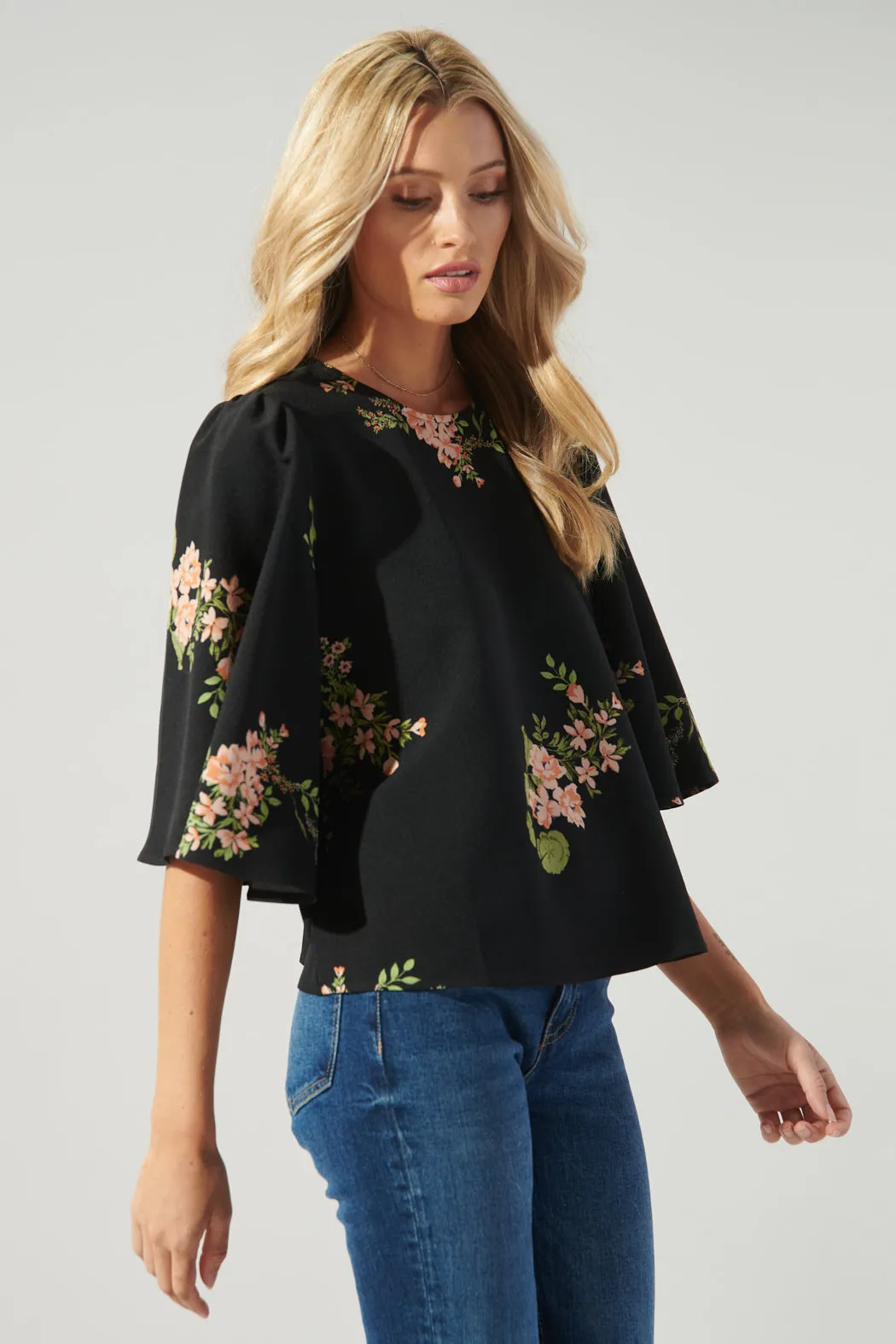 Jasleen Floral Lital Flutter Sleeve Top sold by Sugarlips product image thumbnail 3