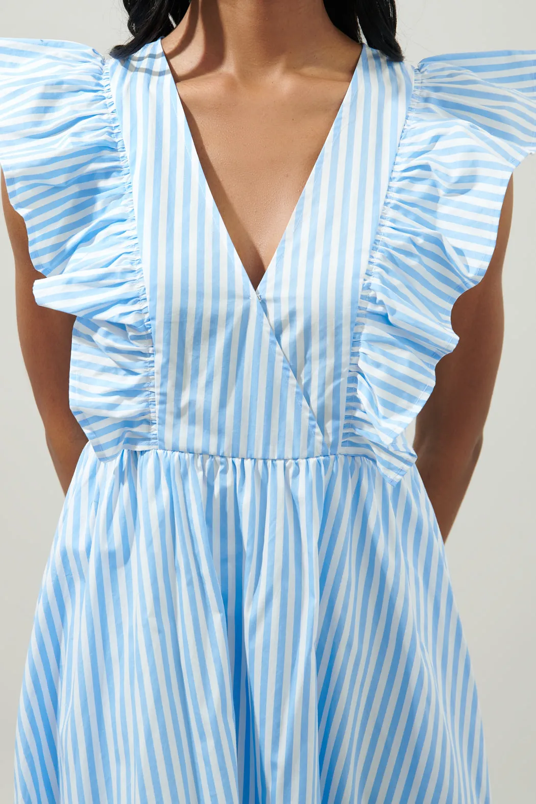 Striped Fairness Poplin Surplice Midi Dress sold by Sugarlips product image thumbnail 4
