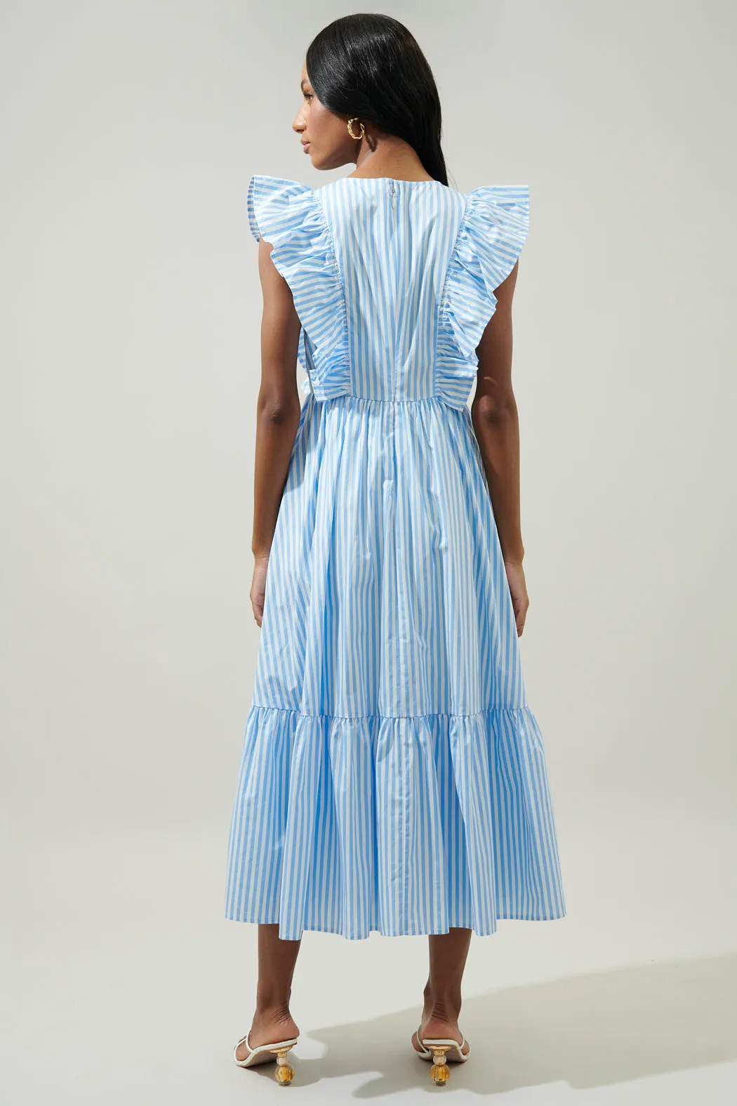 Striped Fairness Poplin Surplice Midi Dress sold by Sugarlips product image thumbnail 2