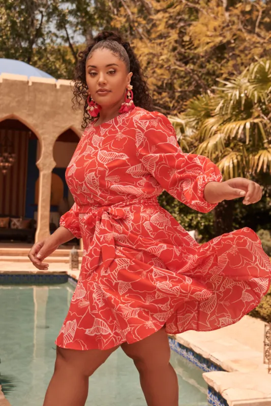 Ginger Floral Balloon Sleeve Derby Dress Curve sold by Sugarlips