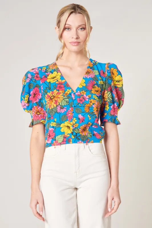 Twiggy Floral Print Puff Sleeve Crop Top sold by Sugarlips