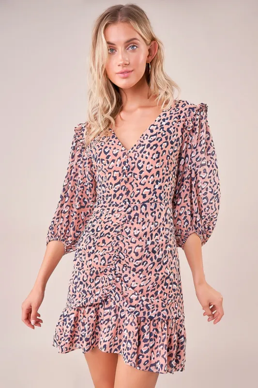 Carnelian Ruched Ruffle Dress sold by Sugarlips