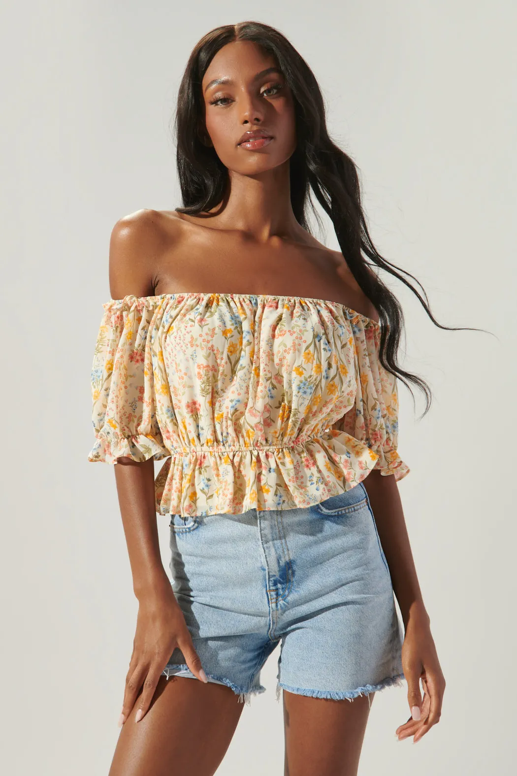 French Country Edith Off the Shoulder Ruffle Top sold by Sugarlips