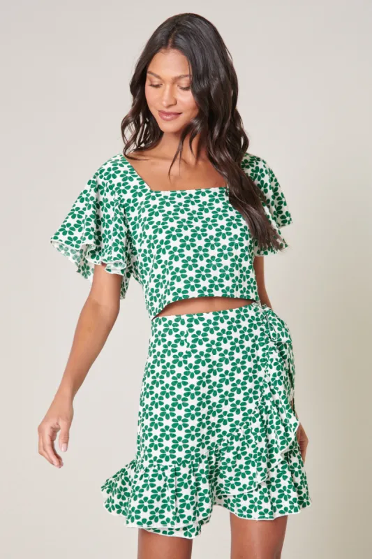 Lucky You Ruffle Sleeve Cropped Top sold by Sugarlips