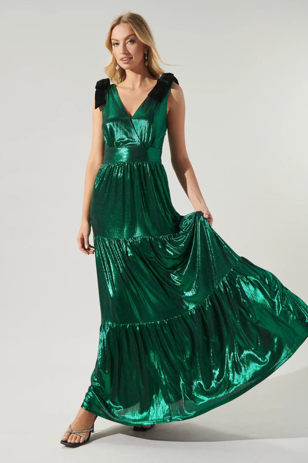 Cannes Liquid Satin Evening Maxi Dress sold by Sugarlips