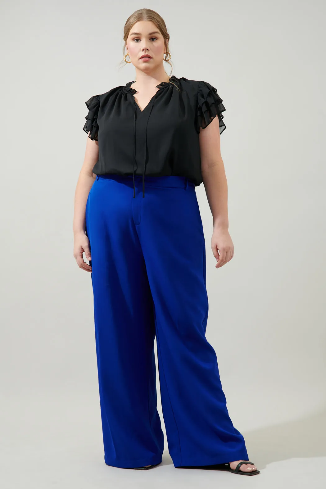 Montie Ruffle Tie Neck Blouse Curve sold by Sugarlips product image thumbnail 4