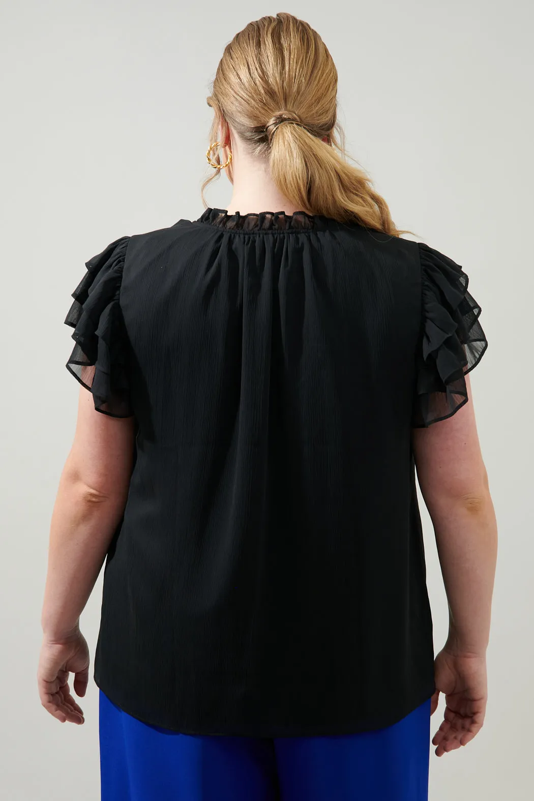 Montie Ruffle Tie Neck Blouse Curve sold by Sugarlips product image thumbnail 2