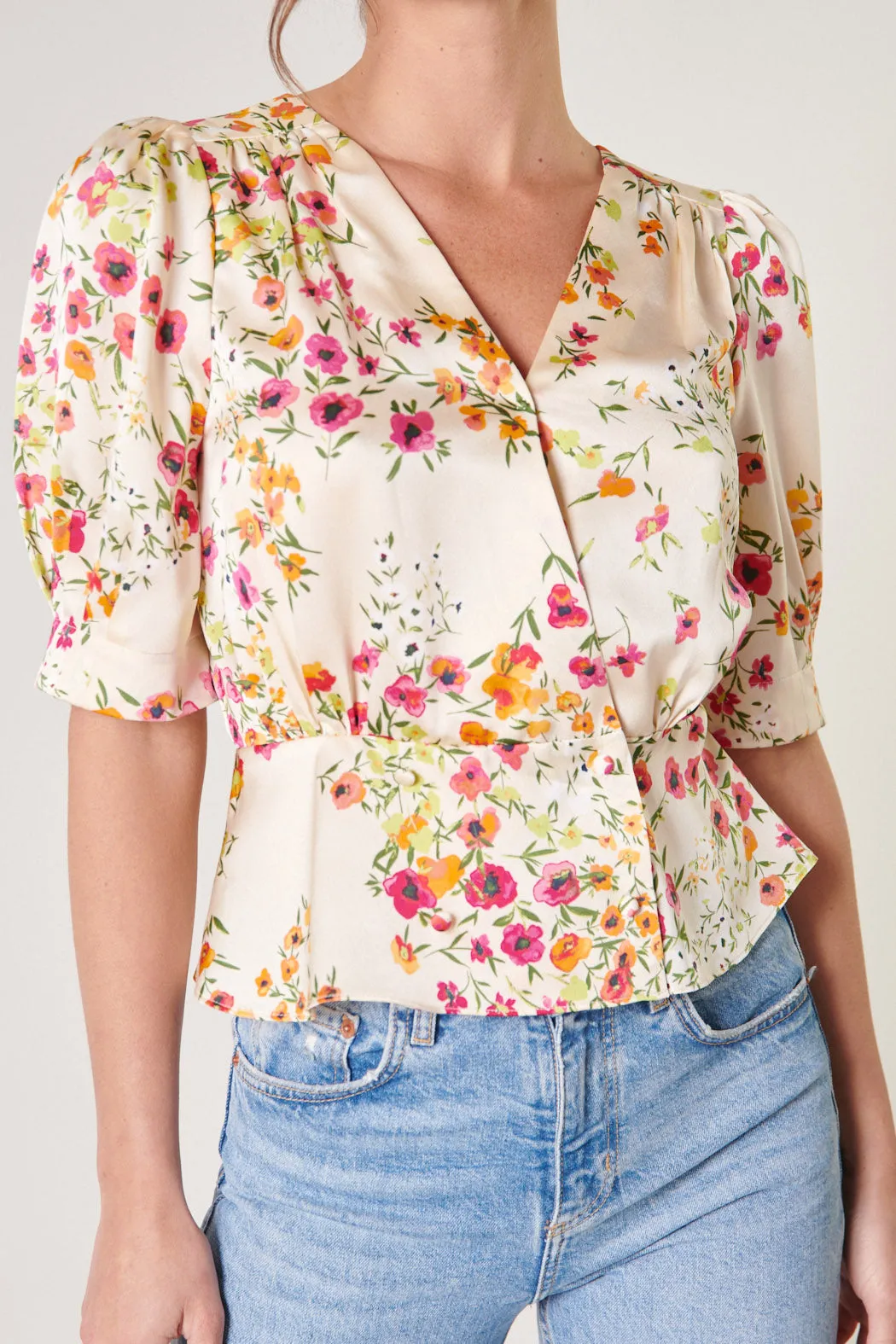Marcia Floral Puff Sleeve Peplum Blouse sold by Sugarlips product image thumbnail 5