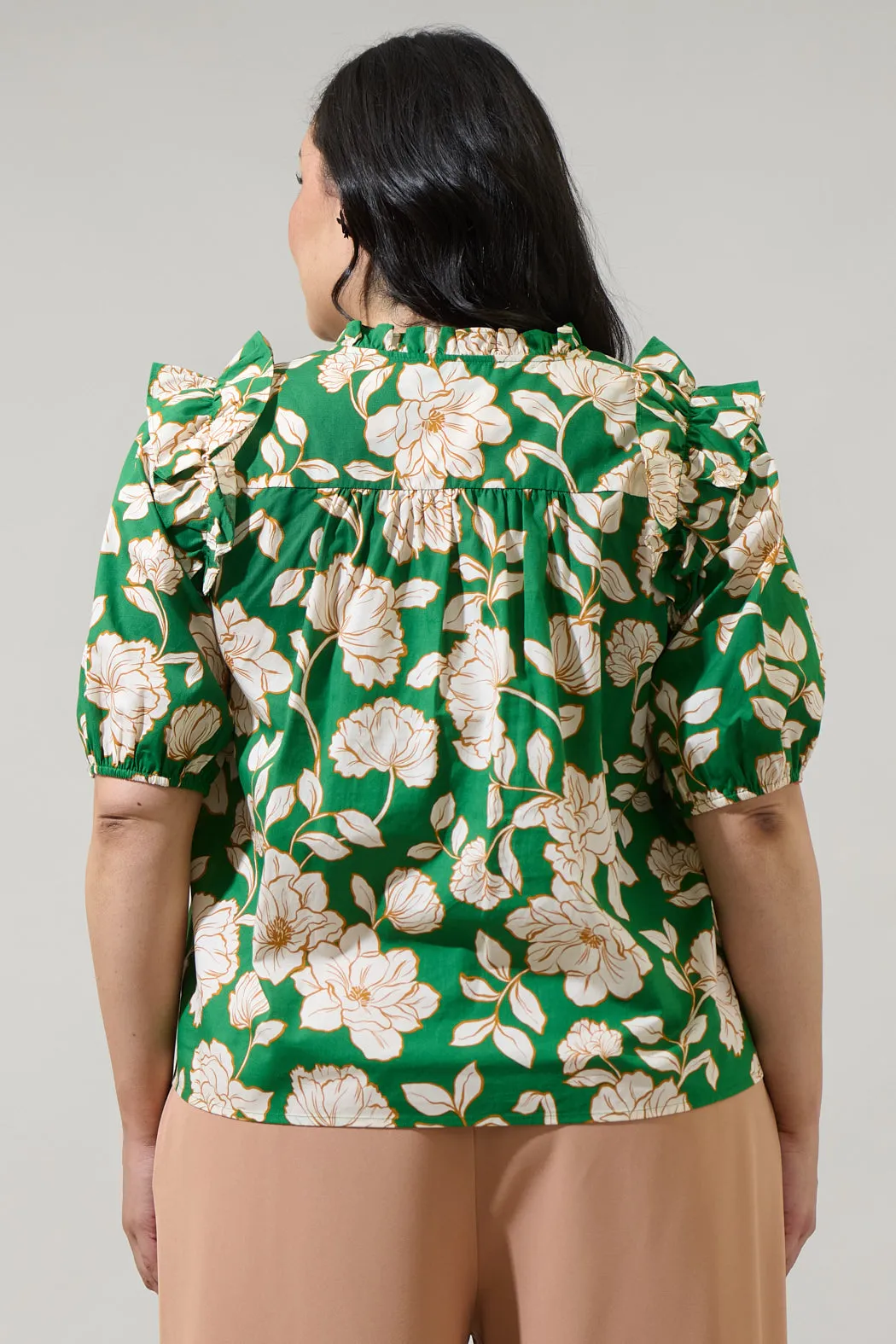 Lucena Floral Paz Poplin Short Sleeve Top Curve sold by Sugarlips product image thumbnail 2