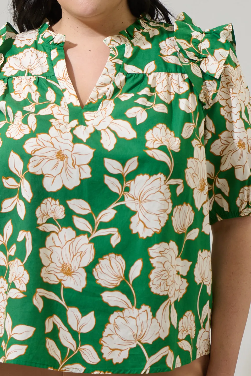 Lucena Floral Paz Poplin Short Sleeve Top Curve sold by Sugarlips product image thumbnail 5