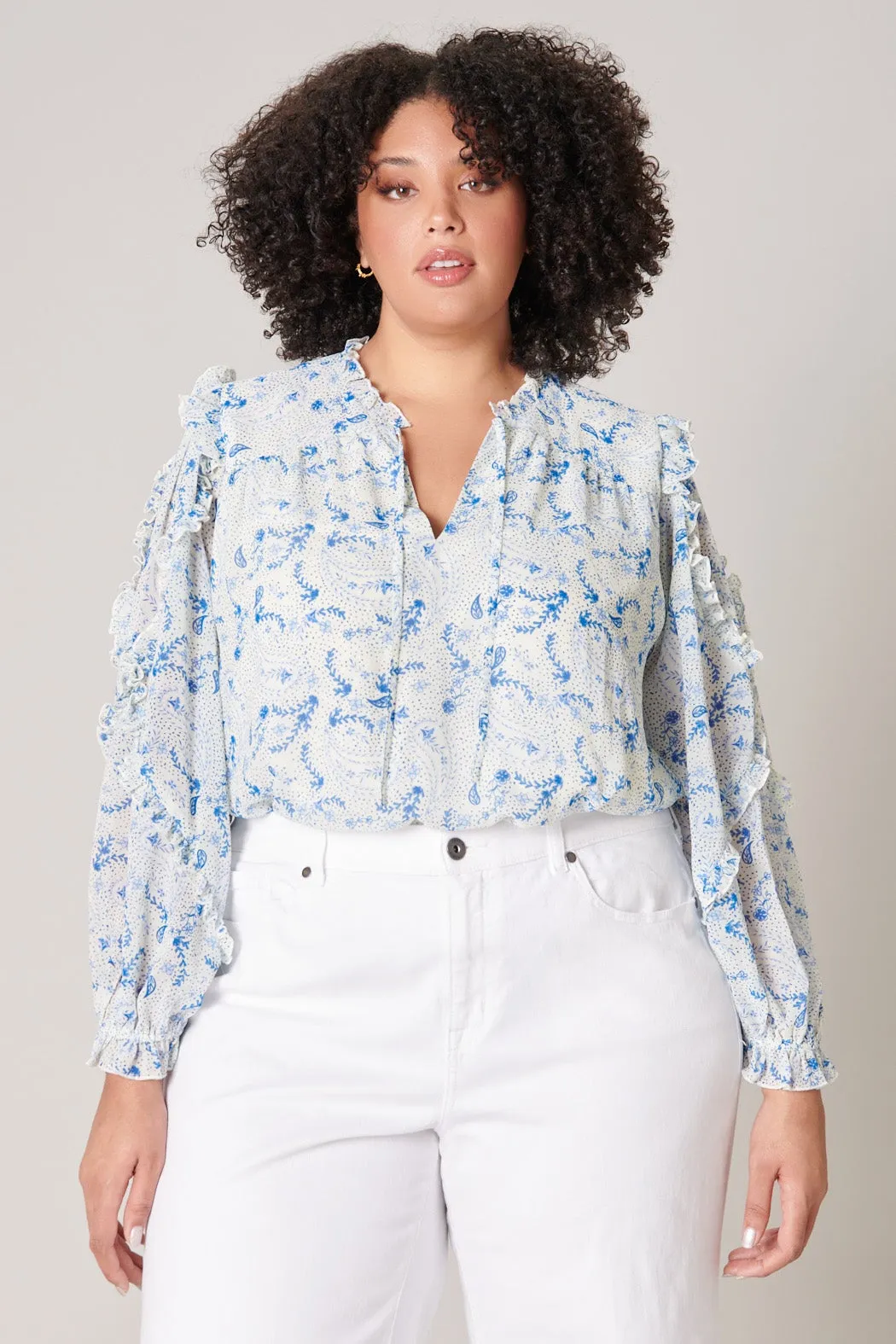 Corinna Paisley Raj Balloon Sleeve Blouse Curve sold by Sugarlips