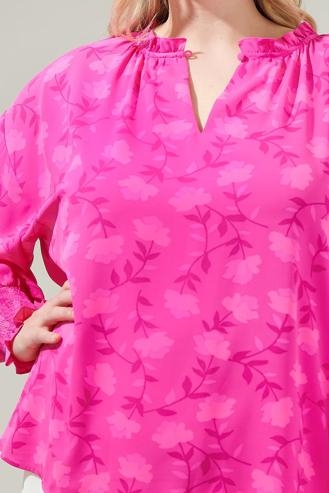 Clever Floral Split Neck Blouse Curve sold by Sugarlips product image thumbnail 5