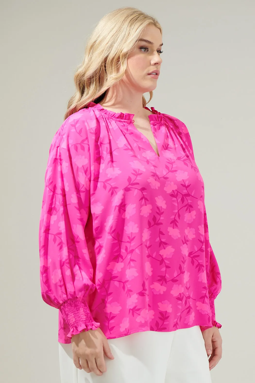 Clever Floral Split Neck Blouse Curve sold by Sugarlips product image thumbnail 3