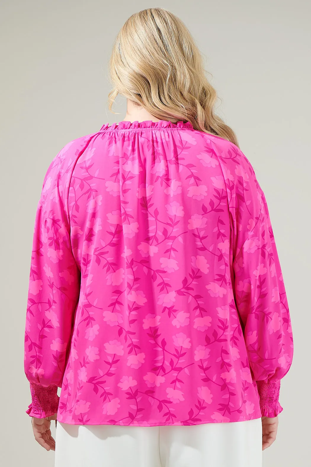 Clever Floral Split Neck Blouse Curve sold by Sugarlips product image thumbnail 2