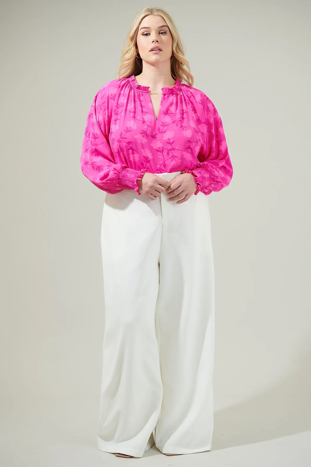 Clever Floral Split Neck Blouse Curve sold by Sugarlips product image thumbnail 4