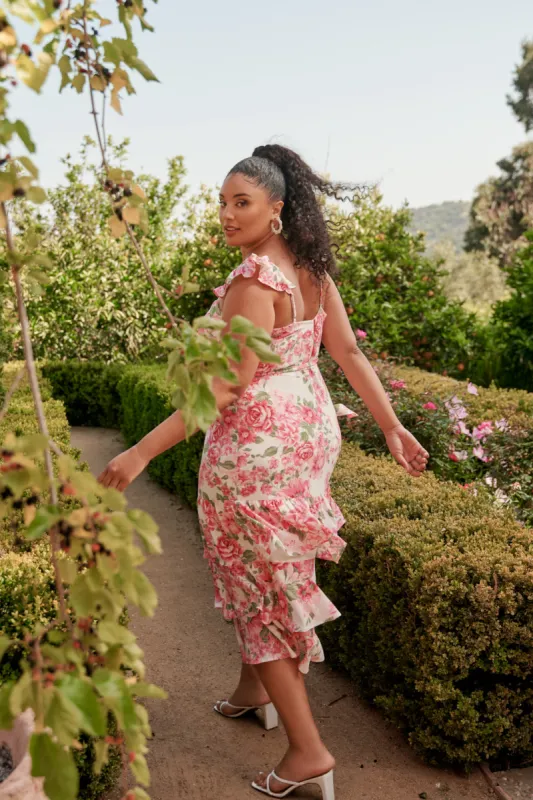 Truth Be Told Guayana Ruffle Tiered Midi Dress Curve made by Sugarlips