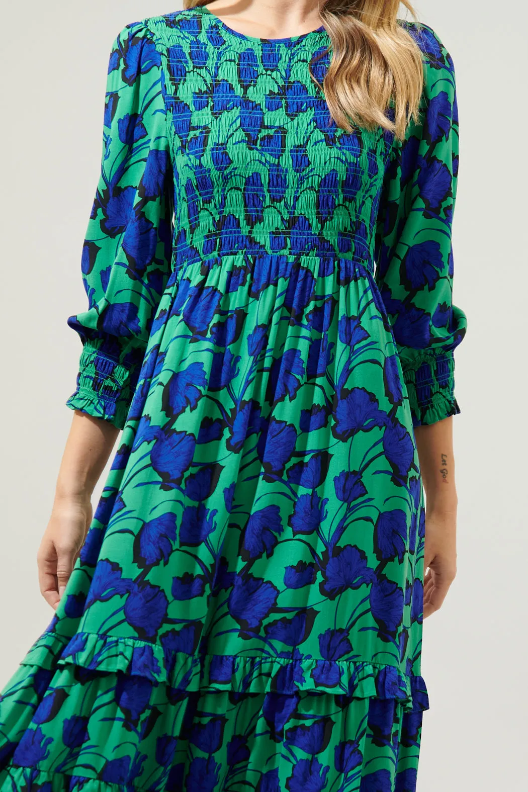 Berry Punch Ludlow Smocked Maxi Dress sold by Sugarlips product image thumbnail 4