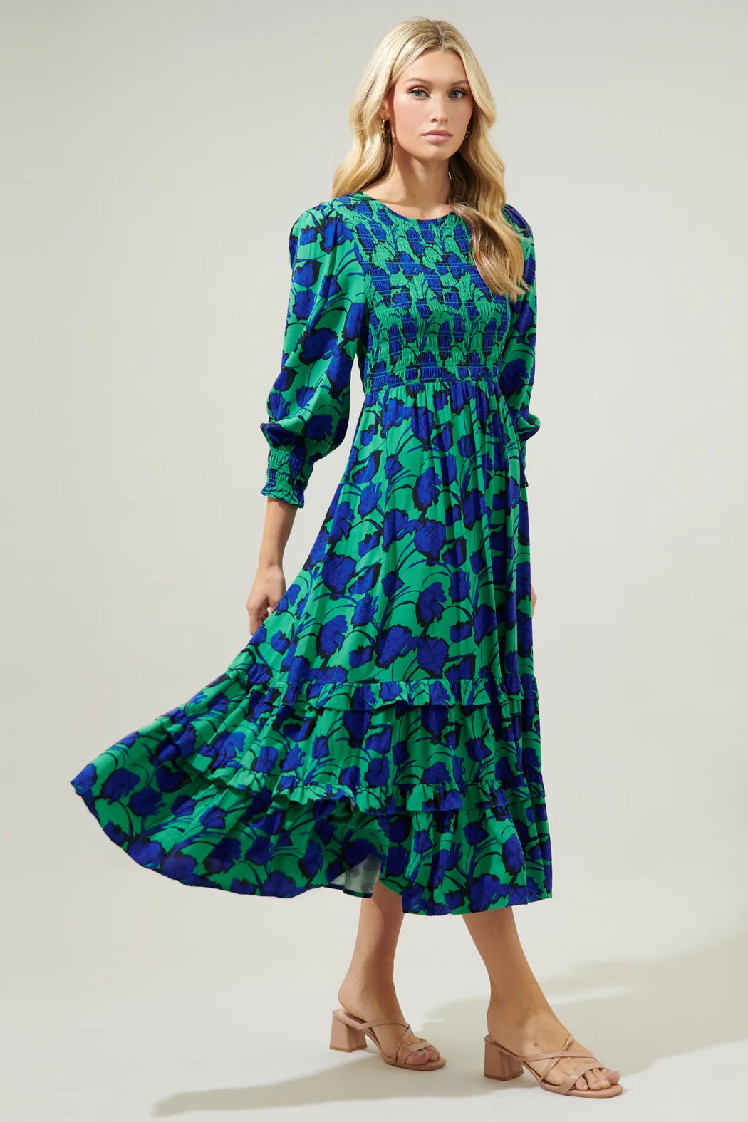 Berry Punch Ludlow Smocked Maxi Dress sold by Sugarlips product image thumbnail 3