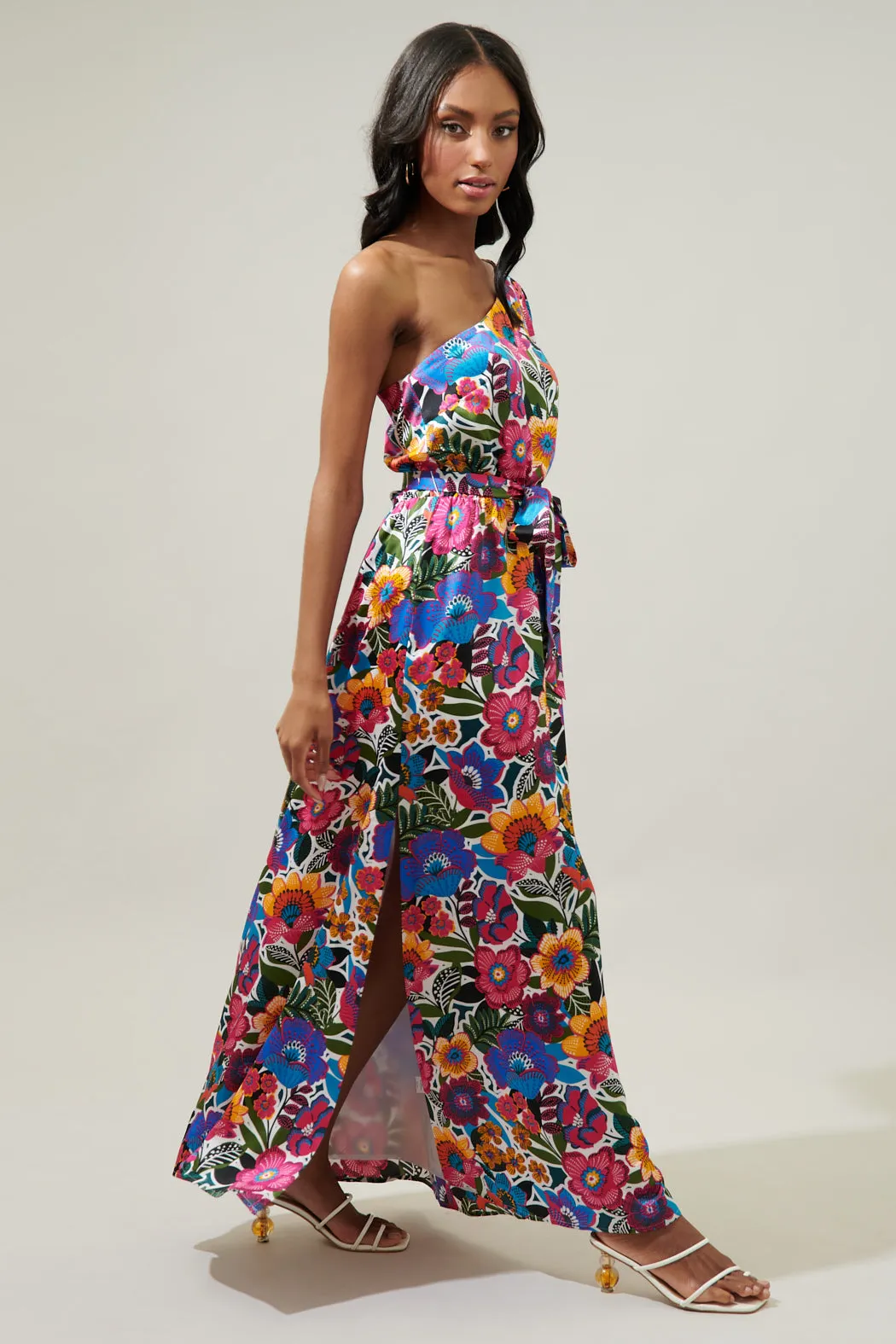 Santa Elena Meara One Shoulder Satin Maxi Dress sold by Sugarlips product image thumbnail 4