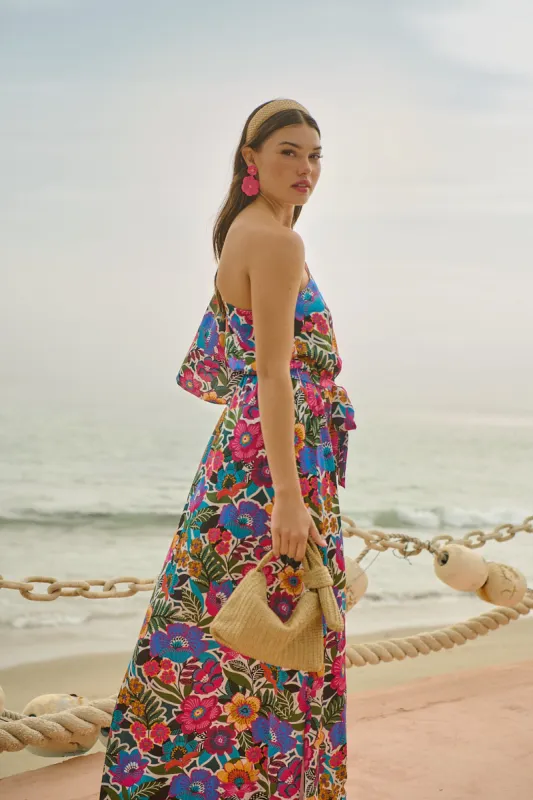 Santa Elena Meara One Shoulder Satin Maxi Dress sold by Sugarlips