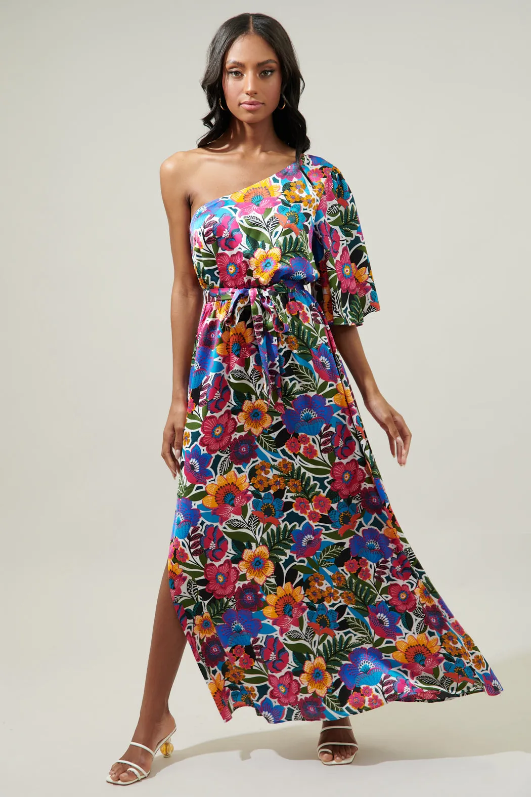 Santa Elena Meara One Shoulder Satin Maxi Dress sold by Sugarlips product image thumbnail 5