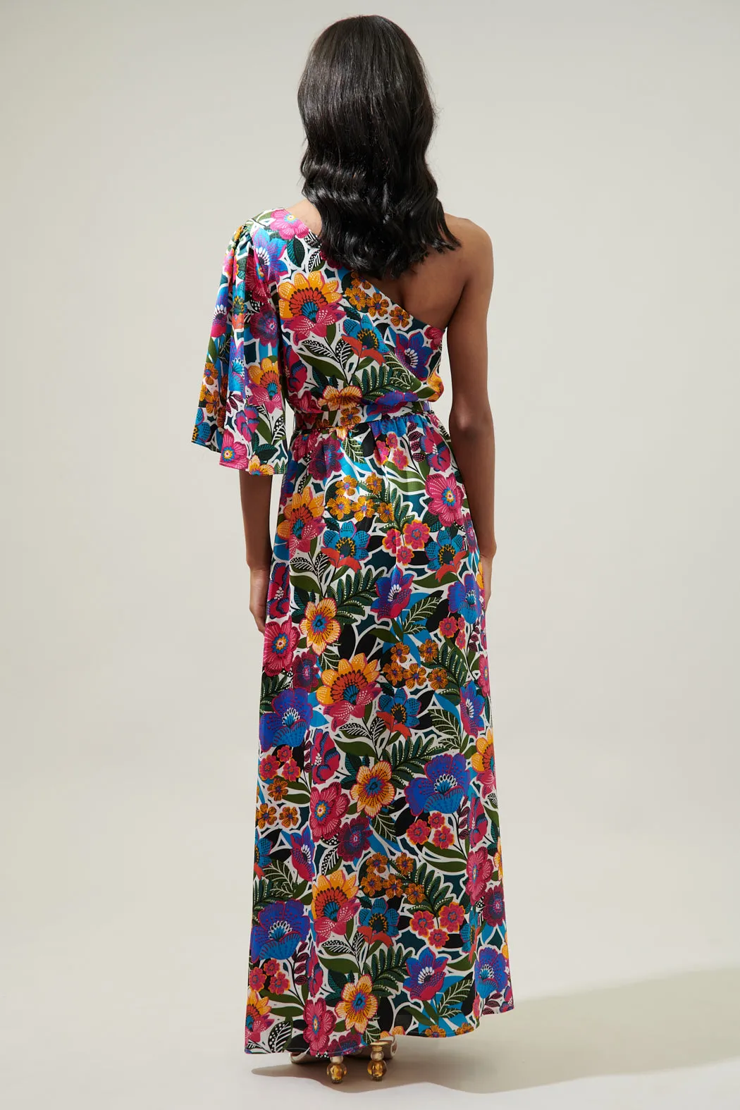 Santa Elena Meara One Shoulder Satin Maxi Dress sold by Sugarlips product image thumbnail 3