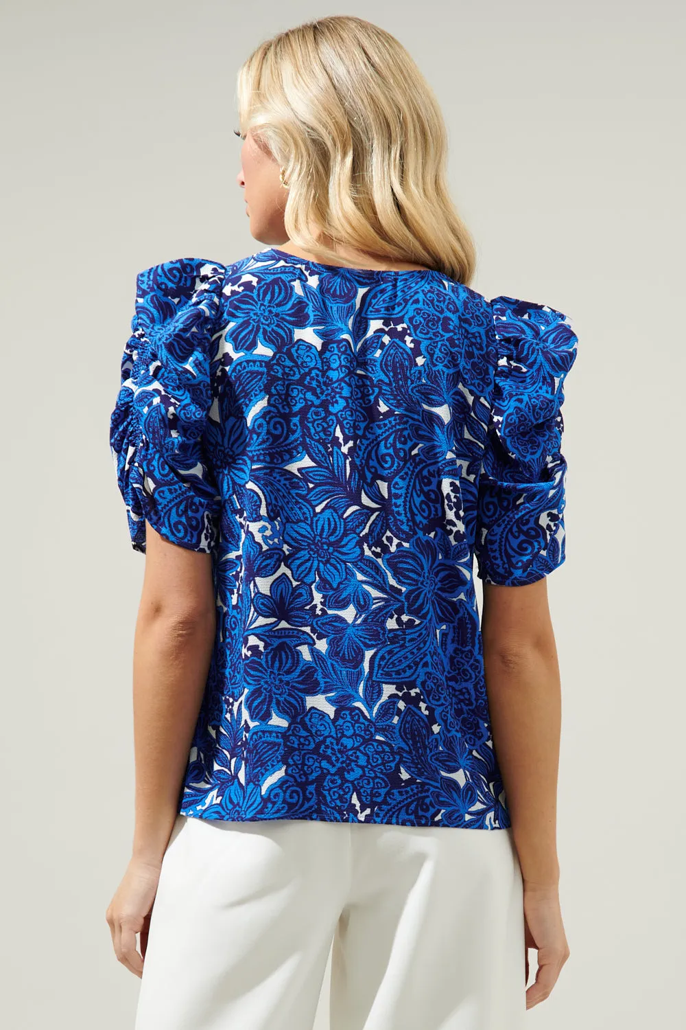 Caspian Floral Chancellor Ruched Sleeve Blouse sold by Sugarlips product image thumbnail 2