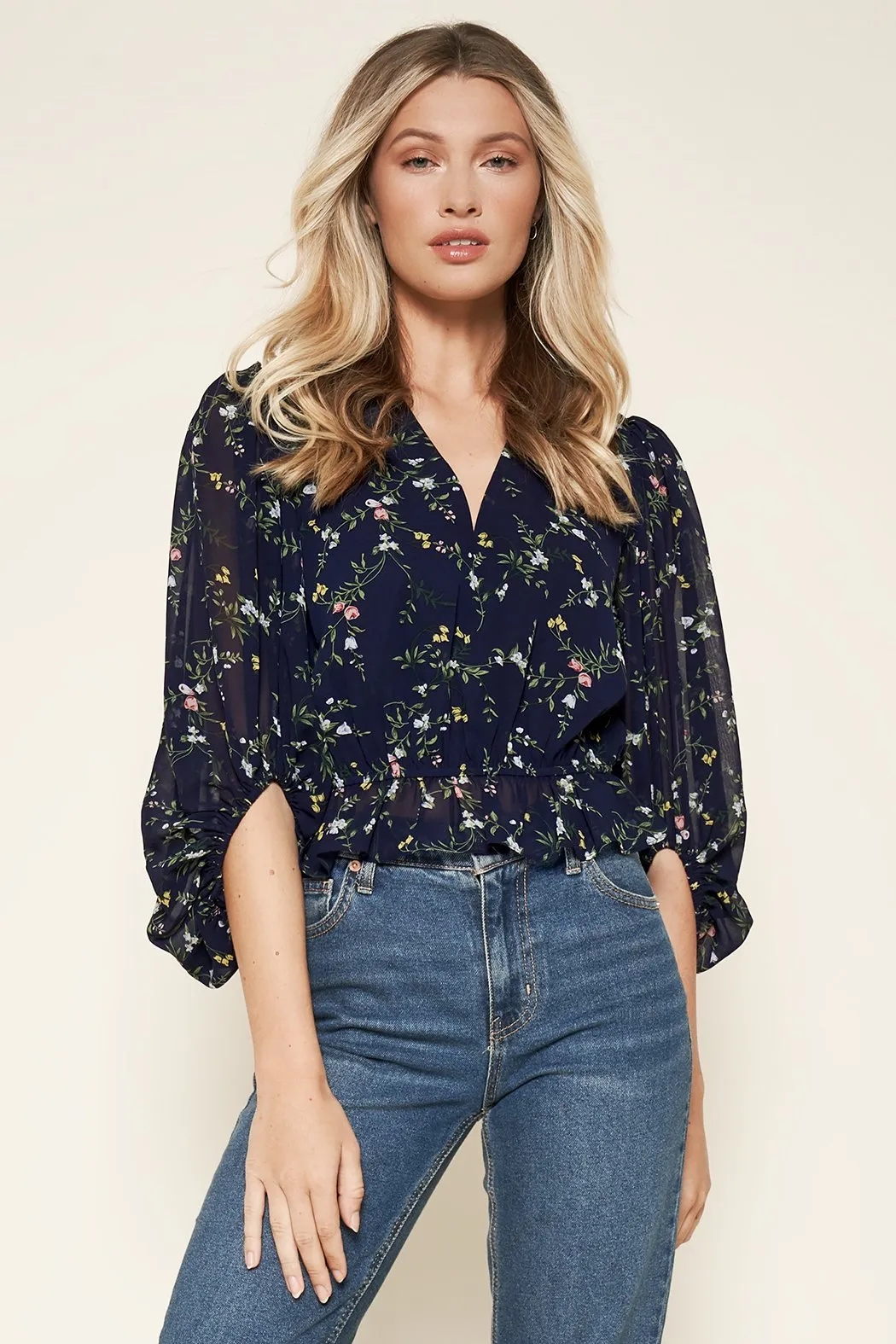 Floral Ways Balloon Sleeve Top sold by Sugarlips product image thumbnail 4