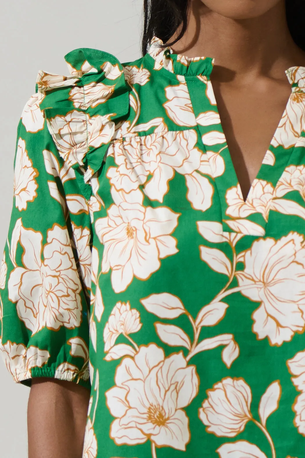 Lucena Floral Paz Poplin Short Sleeve Top sold by Sugarlips product image thumbnail 5