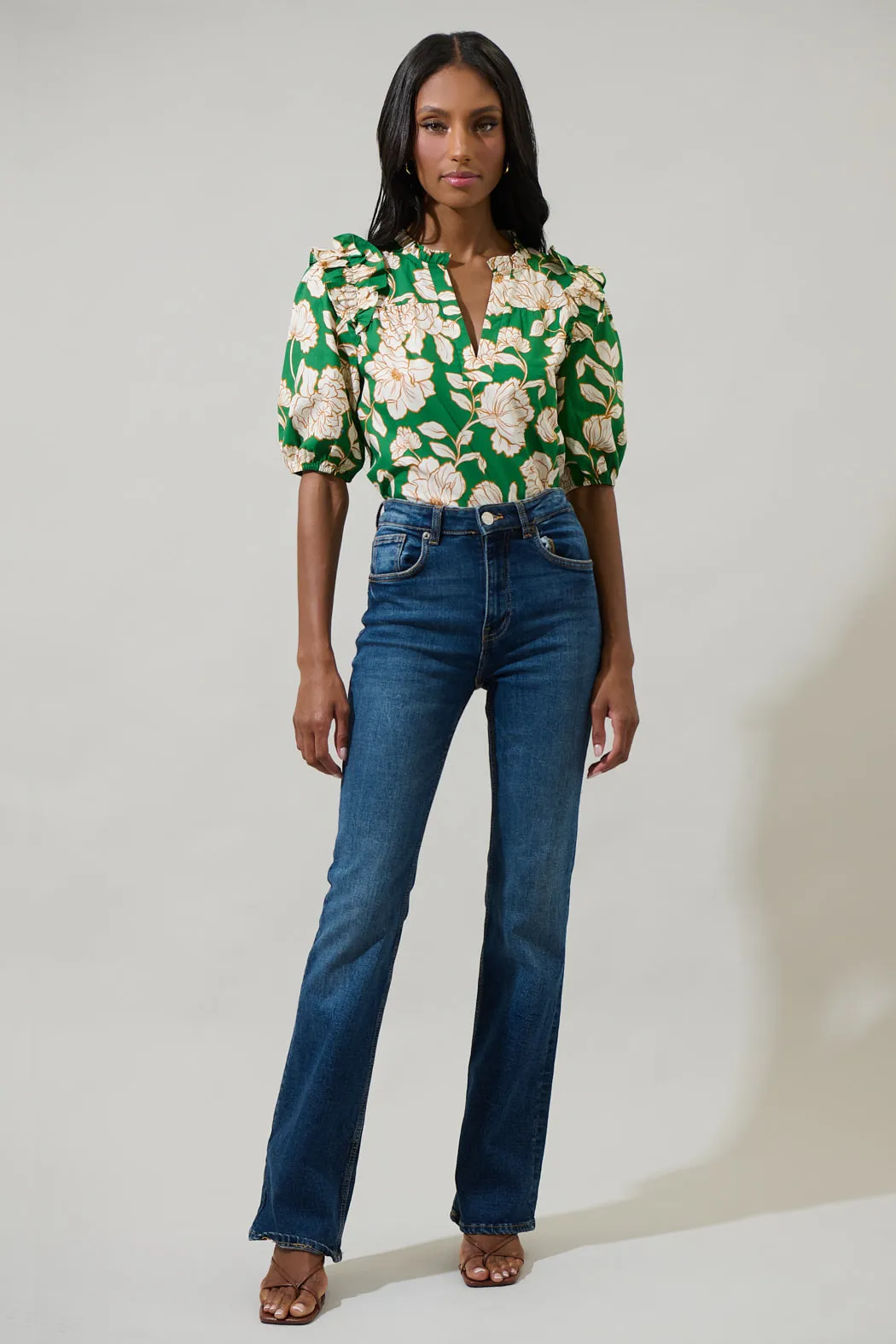 Lucena Floral Paz Poplin Short Sleeve Top sold by Sugarlips product image thumbnail 4