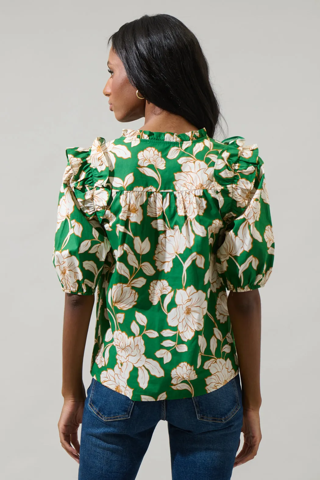 Lucena Floral Paz Poplin Short Sleeve Top sold by Sugarlips product image thumbnail 2