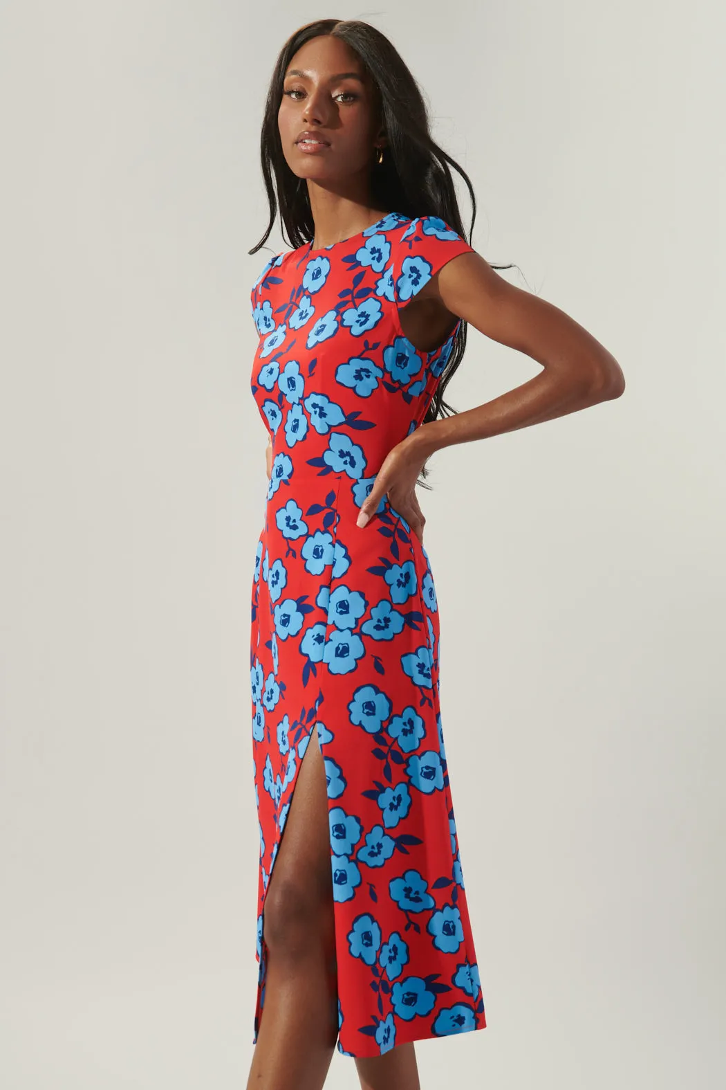 Mira Mar Floral Everbloom Cutout Midi Dress sold by Sugarlips