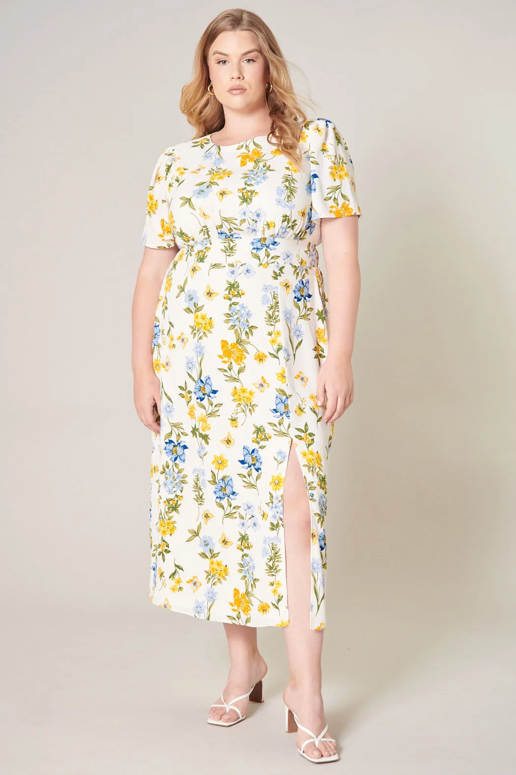 April Bloom Floral Midi Dress Curve sold by Sugarlips