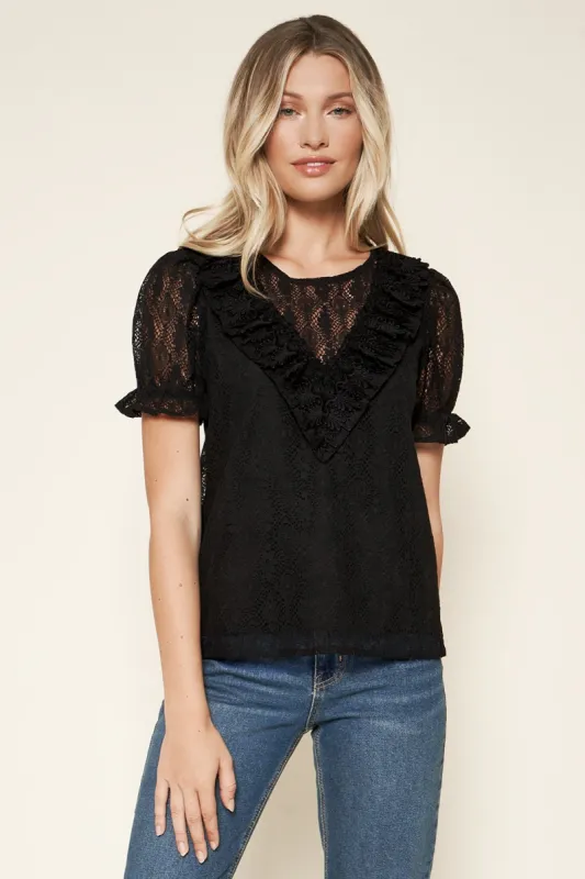 Adella Lace Ruffle Top sold by Sugarlips