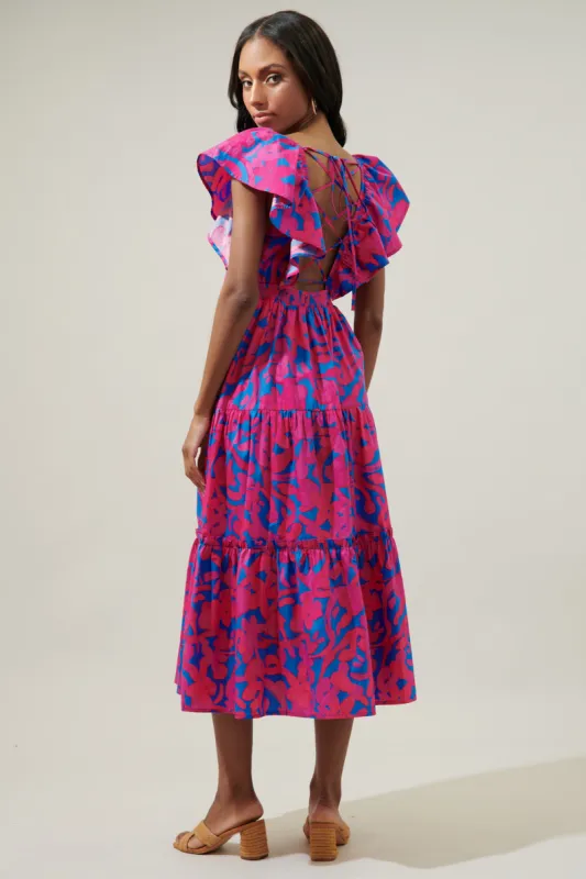 Yeraldi Berry Fiora Open Back Midi Dress sold by Sugarlips