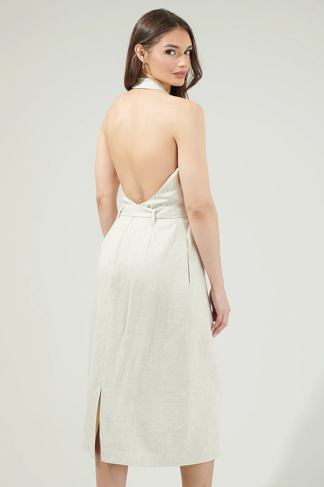 Rina Linen Halter Midi Dress sold by Sugarlips product image thumbnail 3