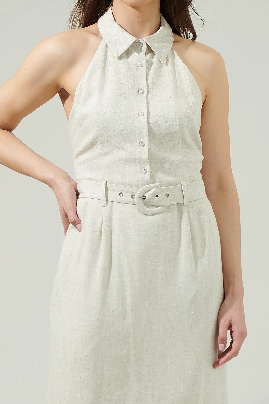 Rina Linen Halter Midi Dress sold by Sugarlips product image thumbnail 5