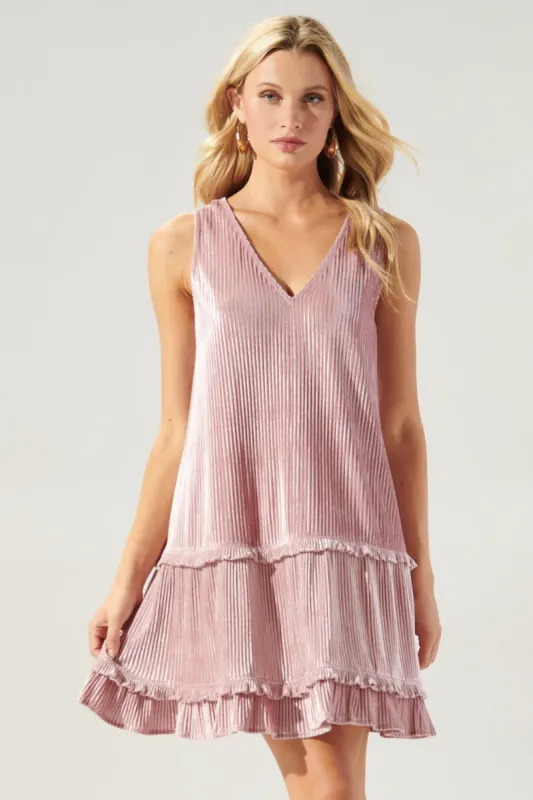 Dream of Me Pleated Velvet Trapeze Dress sold by Sugarlips