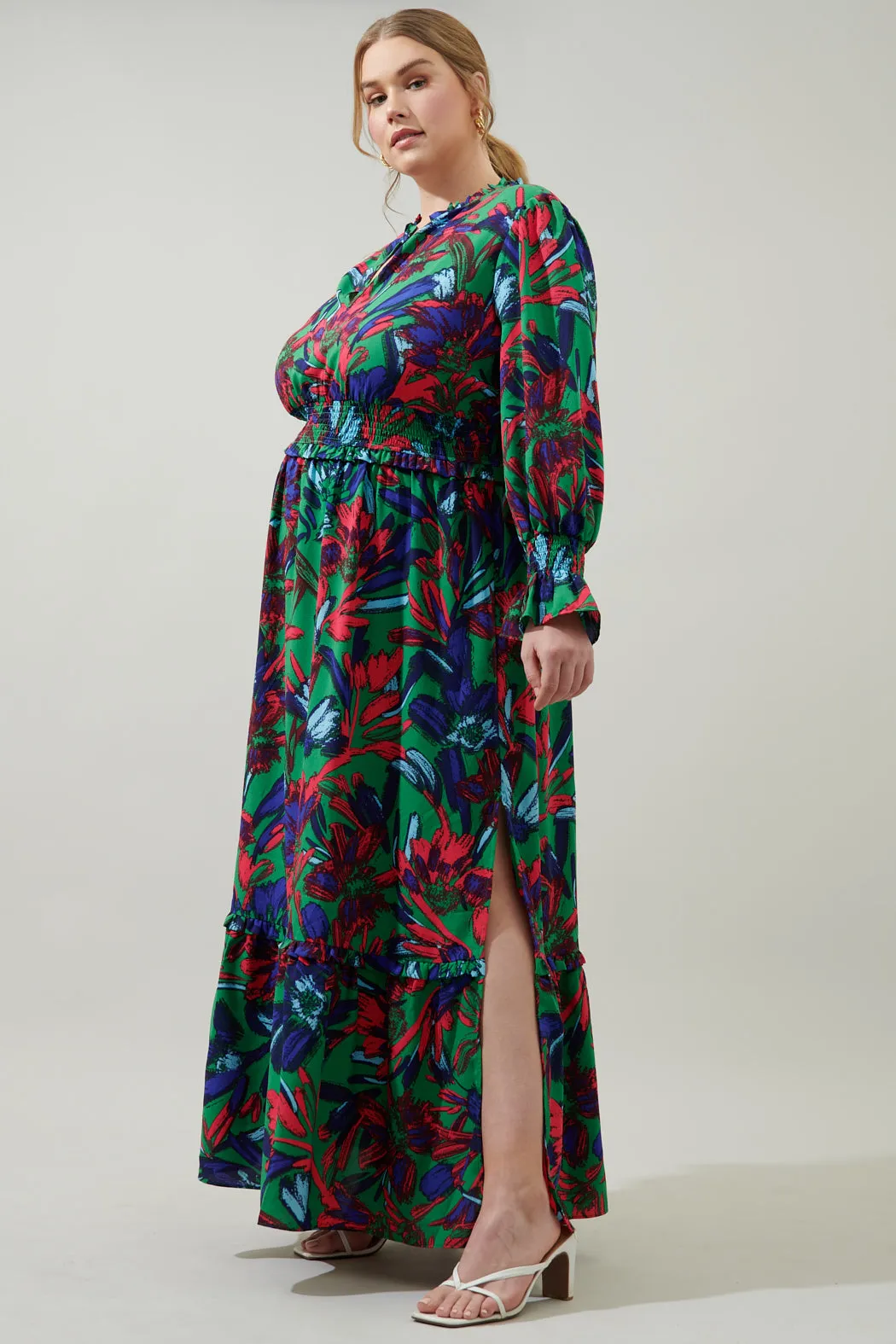 Tropical State of Mind Leandra Ruffle Maxi Dress Curve sold by Sugarlips product image thumbnail 3