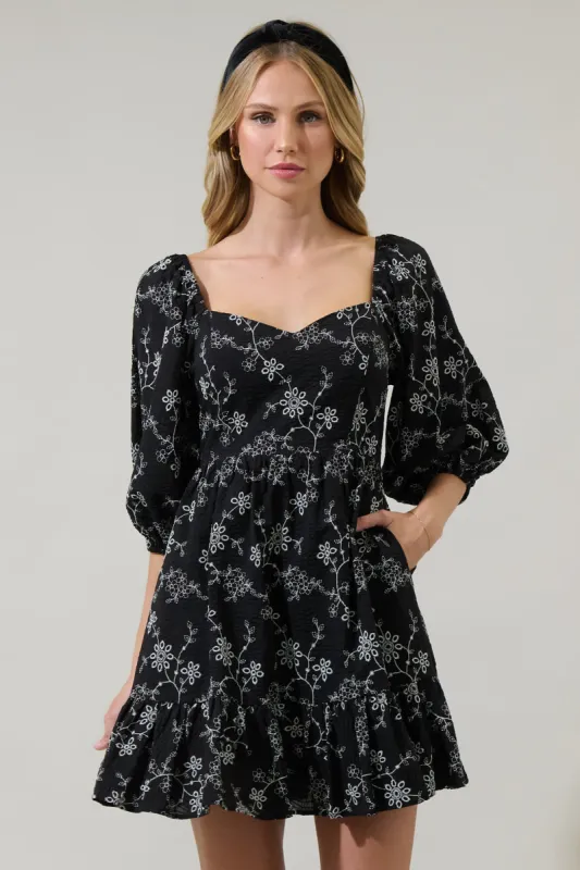 Patricia Floral Eyelet Evy Sweetheart Mini Dress sold by Sugarlips